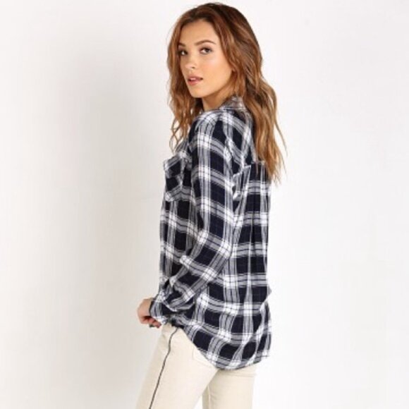 Anthropologie Women's Button Down Shirt Ash and Ember Plaid Flannel Size XS - Picture 7 of 15